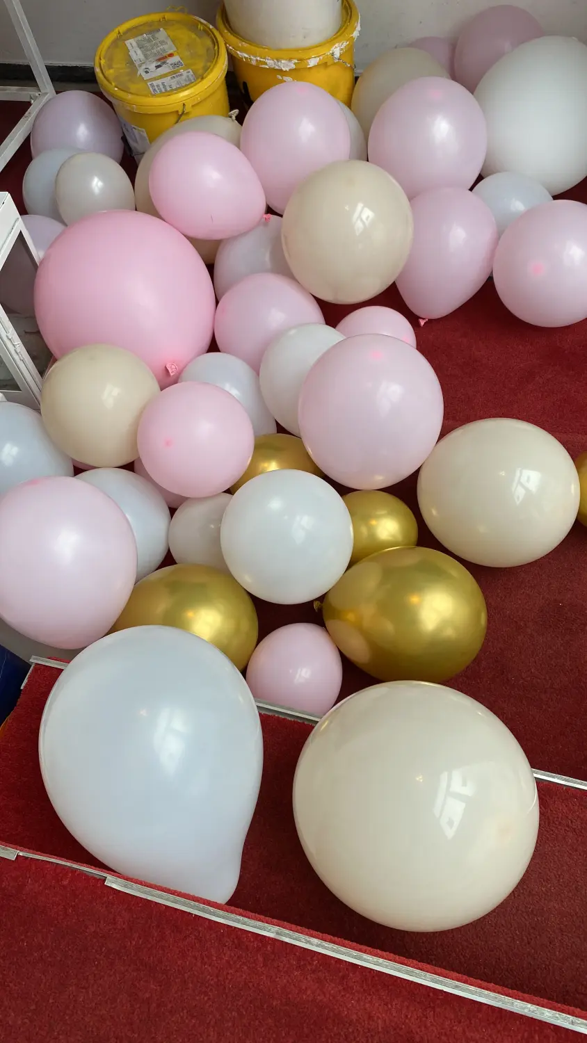 Tressa Arts & Entertainment School, goldene, babyrosa und weiße Luftballons